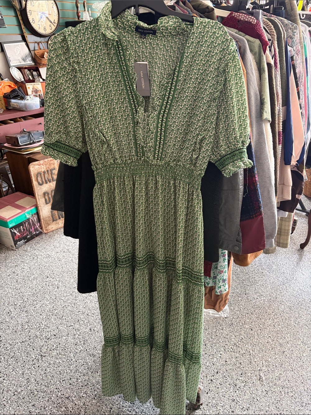 Max Edition Green Printed Tiered Maxi Dress